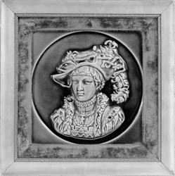Tegel, van de American Encaustic Tile Company, Ltd., vervaardigd in Zanesville